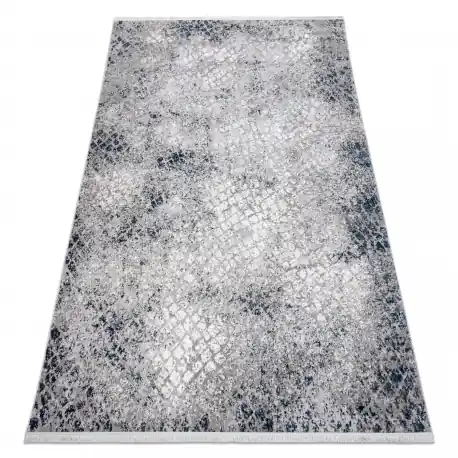 Tappeto moderno REBEC frange 51117 - due livelli di pile crema / blu scuro