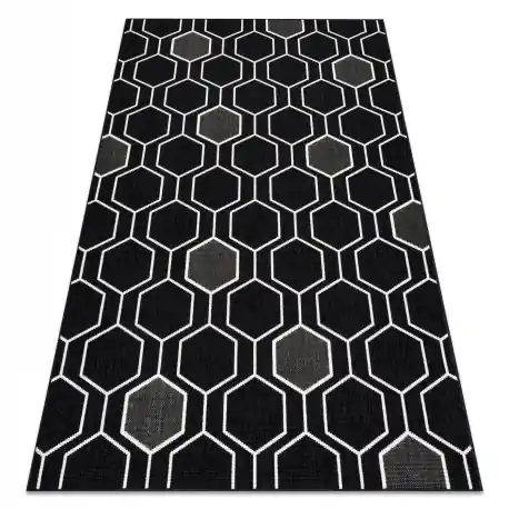 Tappeto SPRING 20404993 Hexagon, di corda, ad anello - nero