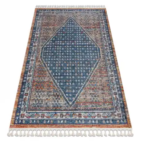 Tappeto moderno BELLE BG58A blu scuro / beige Frange
