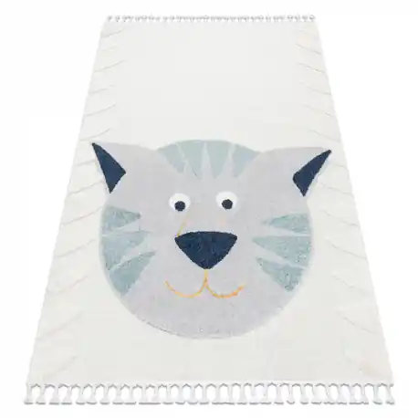 Tappeto YOYO GD80 bianco / grigio - Tigre per bambini, strutturali, sensoriali Frange