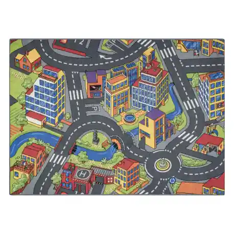 TAPPETO REBEL ROADS Town life 97 Grande città, strade antiscivolo per bambini - grigio