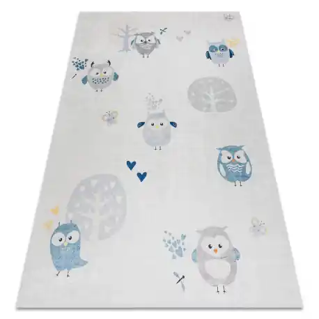 Tappeto lavabile BAMBINO 1161 gufi per bambini antiscivolo - grijs