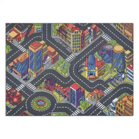 TAPPETO REBEL ROADS Urban life 97 Metropoli, strade antiscivolo per bambini - grigio