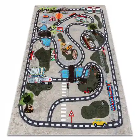 Tappeto lavabile JUNIOR 51803.804 Città, strade per bambini antiscivolo - beige