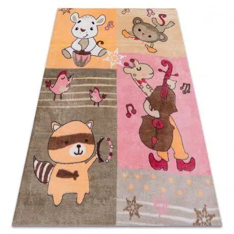 Tappeto PLAY animali musica G3610-1 rosa / arancia