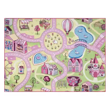 TAPPETO REBEL ROADS Sweet town 26 Dolci, antiscivolo per bambini - rosa / verde