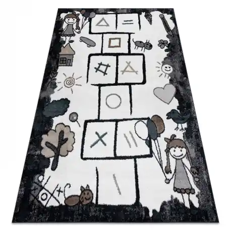 Tappeto FUN Hop per bambini, il gioco della campana, animali nero