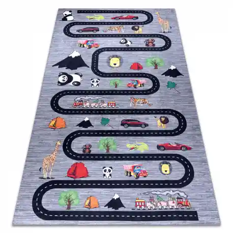 Tappeto lavabile BAMBINO 2092 Viuzze, macchine per bambini antiscivolo - antracite