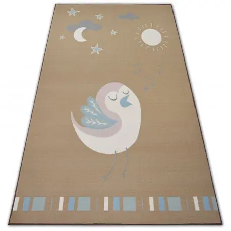 TAPPETO per bambini LOKO Ucellino beige antiscivolo