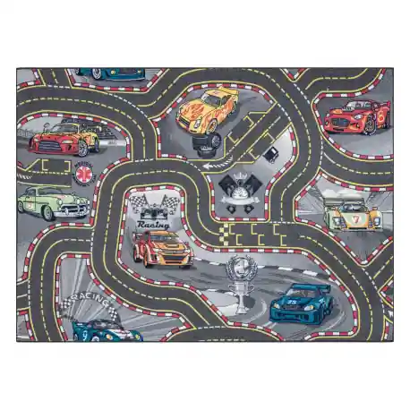 TAPPETO REBEL ROADS Racers 97 Strade, automobili antiscivolo per bambini - grigio