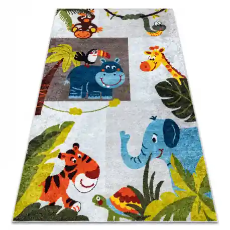 Tappeto lavabile JUNIOR 51858.802 animali, Africa per bambini antiscivolo - grigio