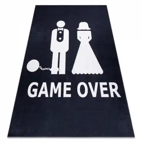 Tappeto lavabile BAMBINO 2104 'Game over' matrimonio, addio al celibato, antiscivolo - nero