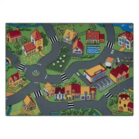 TAPPETO REBEL ROADS Village life 90 Paese, antiscivolo per bambini - grigio