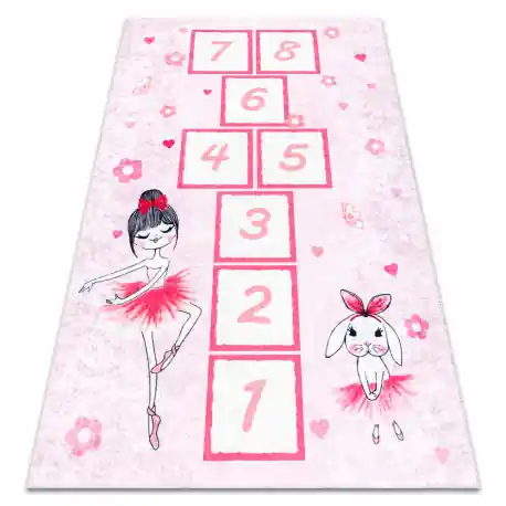 Tappeto lavabile JUNIOR 51828.802 campana, ballerina per bambini antiscivolo - rosa