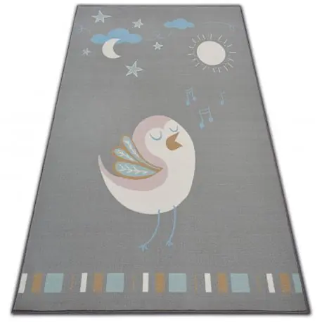 TAPPETO per bambini LOKO Ucellino grigio antiscivolo
