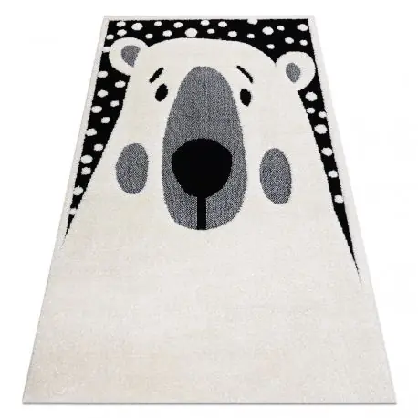 Tappeto moderno per bambini JOY Teddy, orso per bambini - strutturale a due livelli di pile crema / nero