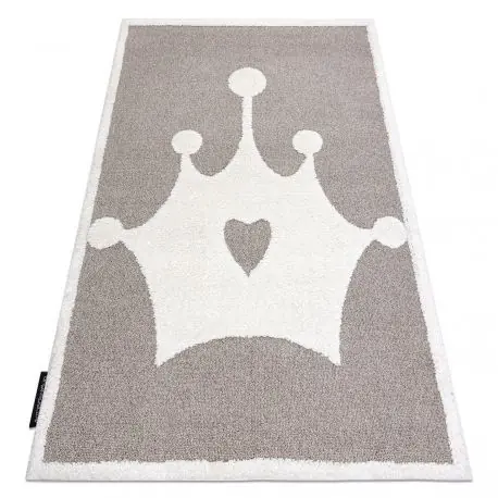 Tappeto moderno per bambini JOY Crown, corona per bambini - strutturale a due livelli di pile beige / crema