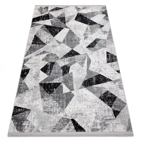 Tappeto TULS strutturale, frange 51211 moderno Geometrico antracite