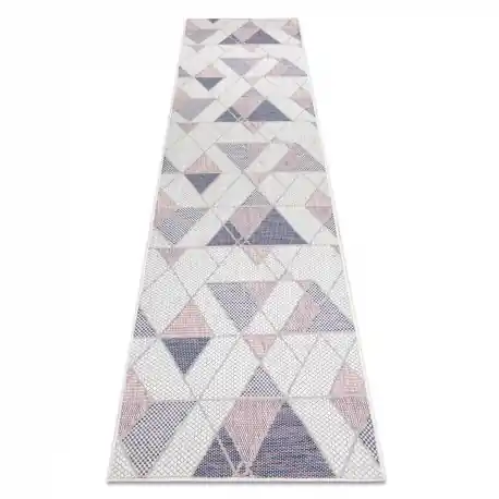 Tappeto SIZAL SION tappeti passatoie Geometrico, triangoli 3006 tessuto piatto ecru / rosa