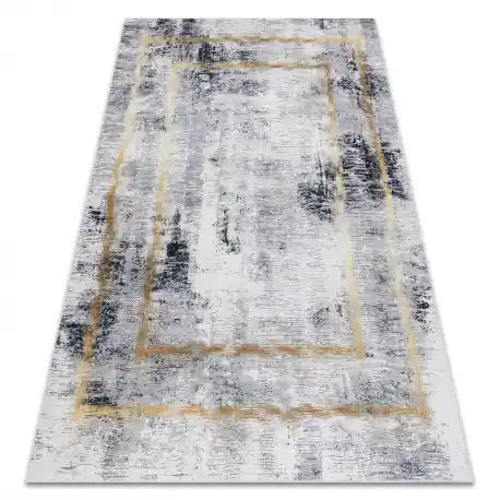 Tappeto lavabile ANDRE 1065 Telaio vintage antiscivolo - grigio / oro