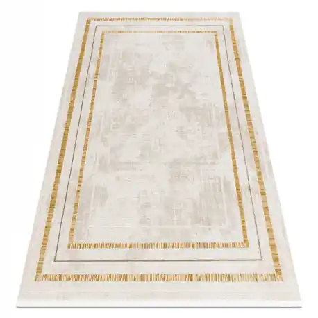 Tappeto moderno DUKE 51523 panna / oro - Cornice strutturata, molto morbida, frange
