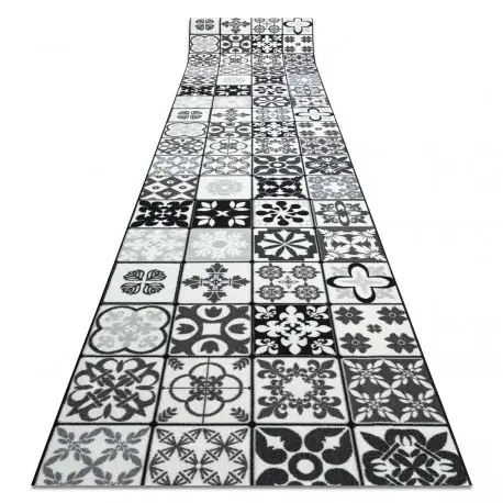 PASSATOIA gommata AZULEJO PATCHWORK, PIASTRELLE DI LISBONA grigio / nero