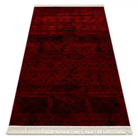 ORIENT 4722 tappeto bordeaux / nero Orientale, con frange