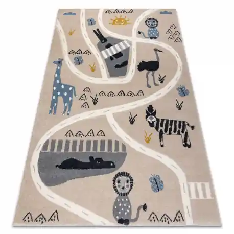 Tapis KIDDO 5316 beige / bianco, animaux zoo, pour enfants, sensoriel