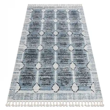 Tappeto moderno BELLE BR22A beige / blu Frange