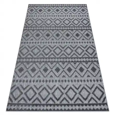 Tappeto Structural SOLE D3852 Boho, quadri - tessuto piatto grigio