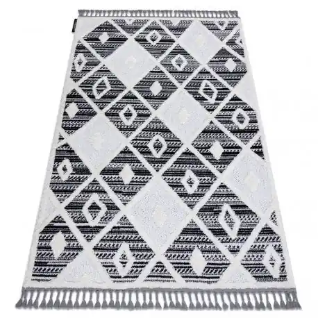 Tappeto MAROC P662 Diamanti nero / bianca Frange berbero marocchino shaggy