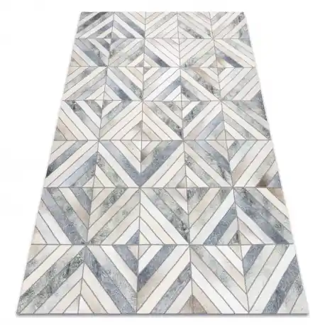 Tappeto PATCHWORK 21721 beige / gris - Pelle di vacchetta, geometrico
