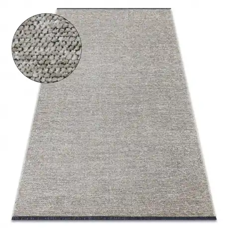 Tappeto FLORENCE 24021 Monocolore, glamour, tessitura piatta, frange - beige