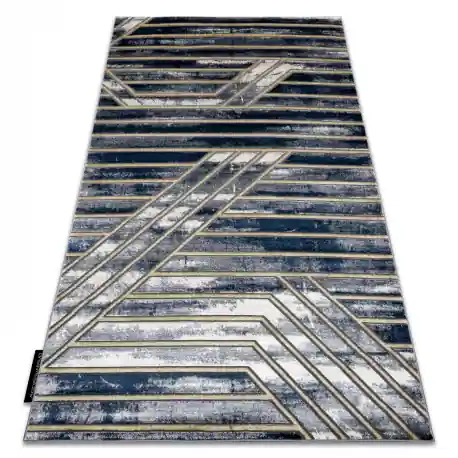 Tappeto DE LUXE moderno 460 Linee - Structural blu scuro / oro