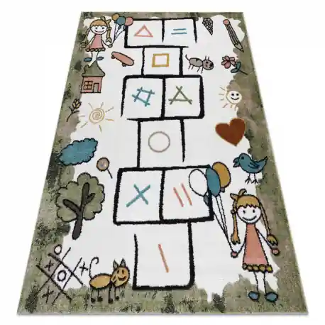 Tappeto FUN Hop per bambini, il gioco della campana, animali verde