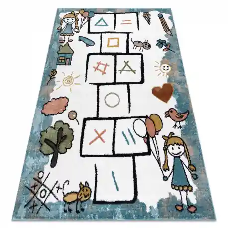 Tappeto FUN Hop per bambini, il gioco della campana, animali blu