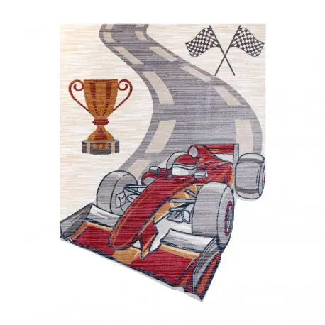 Tappeto per bambini TOYS 75327 Formula 1 per bambini - moderno, forma irregolare crema / rosso fucsia