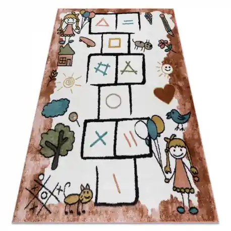 Tappeto FUN Hop per bambini, il gioco della campana, animali rosa