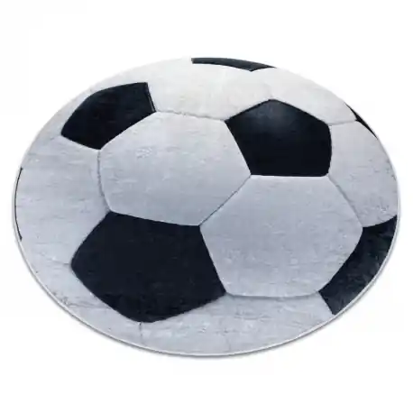 Tappeto lavabile BAMBINO 2139 cerchio - calcio per bambini antiscivolo - nero / bianca - PRODOTTO DI SECONDO GRADO