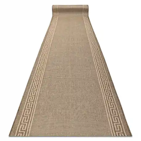 Tappeti passatoie SIZAL SION 20446 Telaio, chiave greca tessuto piatto beige