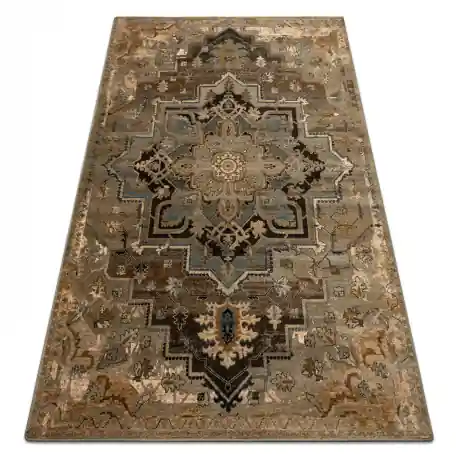 Tappeto di lana OMEGA ABBAS Vintage, rosetta cognac beige