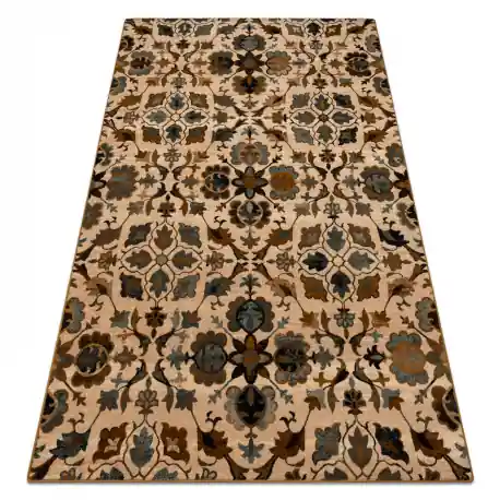 Tappeto di lana OMEGA AMALFI fiori kamel marrone