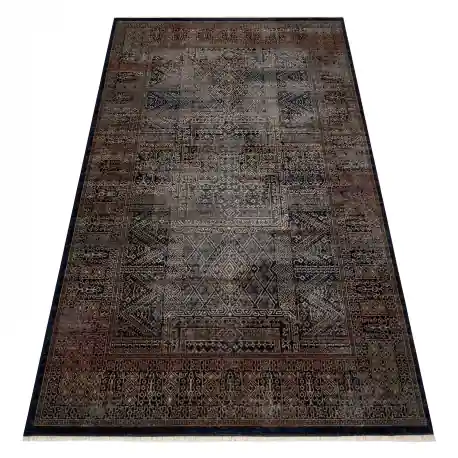 Tappeto in lana KESHAN frange, Telaio orientale 1251/53511 oro / blu scuro