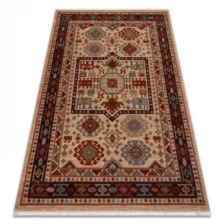Tappeto in lana KESHAN frange, Ornamento orientale 6668/53555 beige / chiaretto