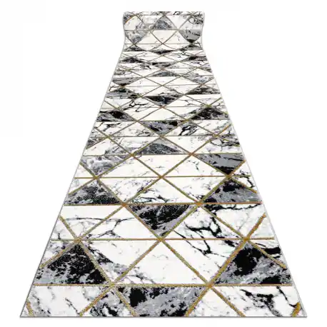 Passatoia EMERALD esclusivo 1020 glamour, elegante Marmo, triangoli nero / oro