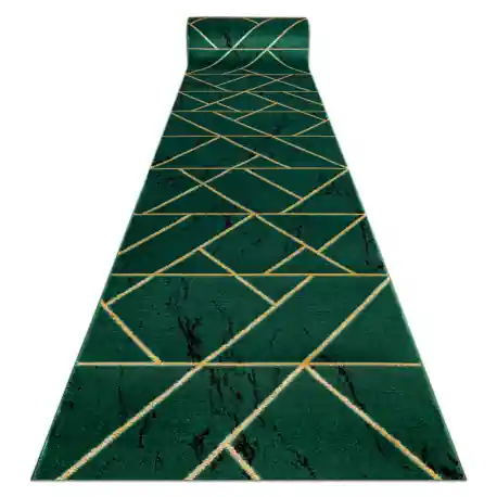 Passatoia EMERALD esclusivo 1012 glamour, elegante Marmo, géométrique verde bottiglia / oro