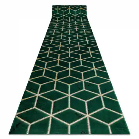 Passatoia EMERALD esclusivo 1014 glamour, elegante cubo verde bottiglia / oro