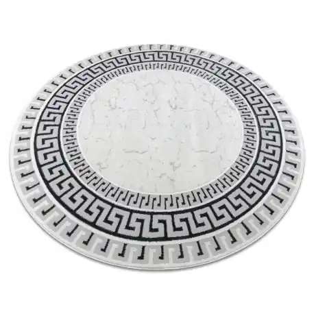 Tappeto ALLURE 1960 cerchio, Chiave greca, telaio - Strutturale, elegante, glamour bianca / grigio