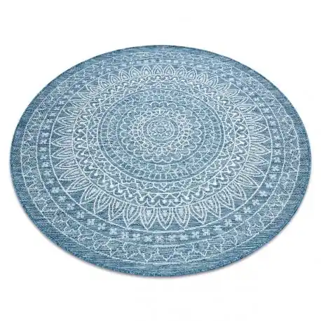 Tappeto DI SPAGO SIZAL LOFT 21207 Rosone BOHO Cerchio avorio/argento/blu
