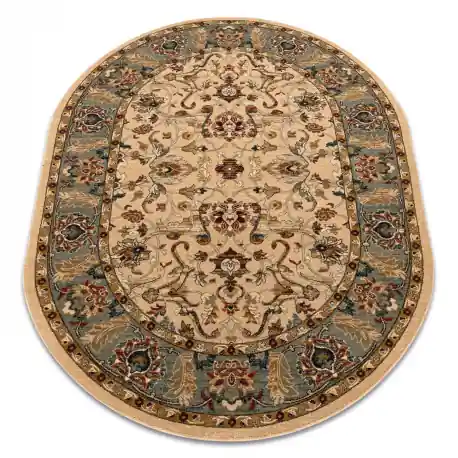 Tappeto di lana OMEGA ovale ORDA fiori gelsomino 2 verde
